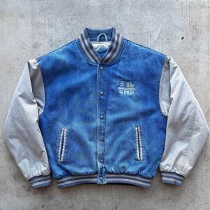 Vintage Tri-Mountain Denim Varsity Style Jacket (L)
